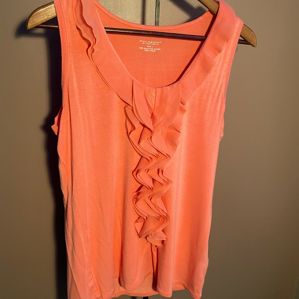 🍑Philosophy by Republic Sleeveless Ruffled Top Size L🍑